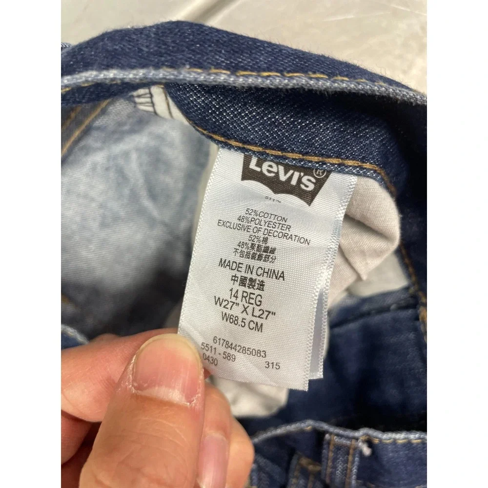 Levis 511 Jeans Womens Size‎ 14REG 27X28 Blue Dark Wash Denim Slim Straight Leg